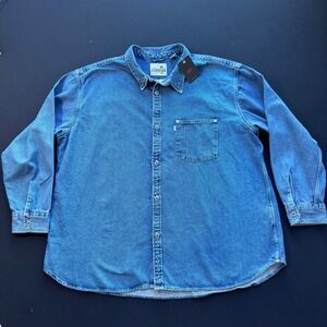 NWT Levi Silver Tab Denim Shirt Mens‎ 2XL Oversized Metal Button Workwear Jacket